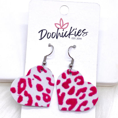 1.25" Raised Valentine Leopard Hearts -Earrings by Doohickies Wholesale