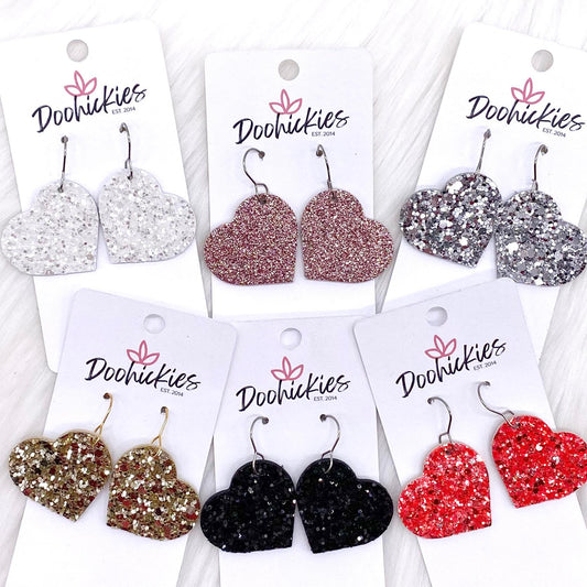 1.25" Valentine Glitter Cork Hearts -Earrings by Doohickies Wholesale