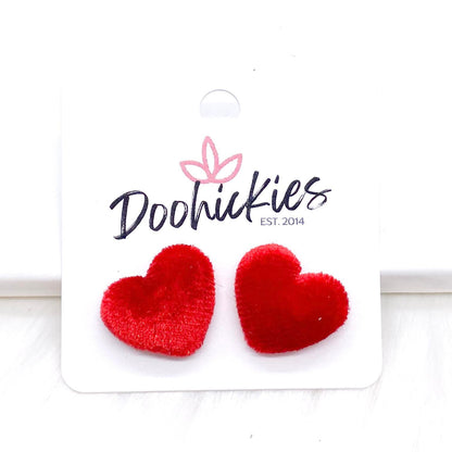 14mm Velvet Valentine Hearts -Earrings by Doohickies Wholesale