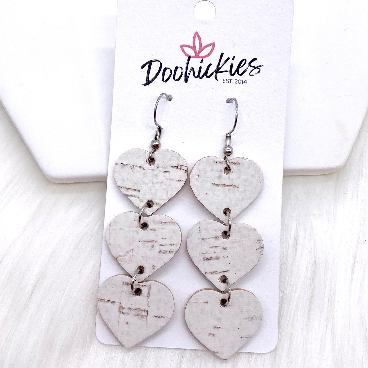 2.5" Valentine Heart Drop Corkies -Earrings by Doohickies Wholesale