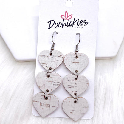 2.5" Valentine Heart Drop Corkies -Earrings by Doohickies Wholesale