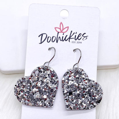 1.25" Valentine Glitter Cork Hearts -Earrings by Doohickies Wholesale