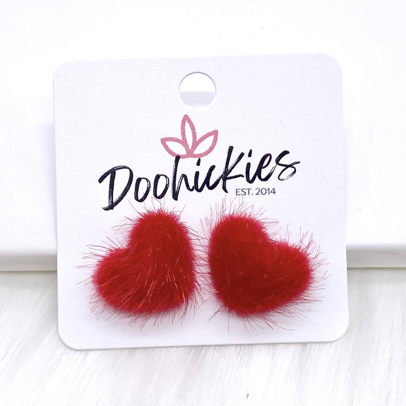 14mm Fuzzy Valentine Hearts -Earrings by Doohickies Wholesale