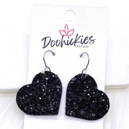 1.25" Valentine Glitter Cork Hearts -Earrings by Doohickies Wholesale