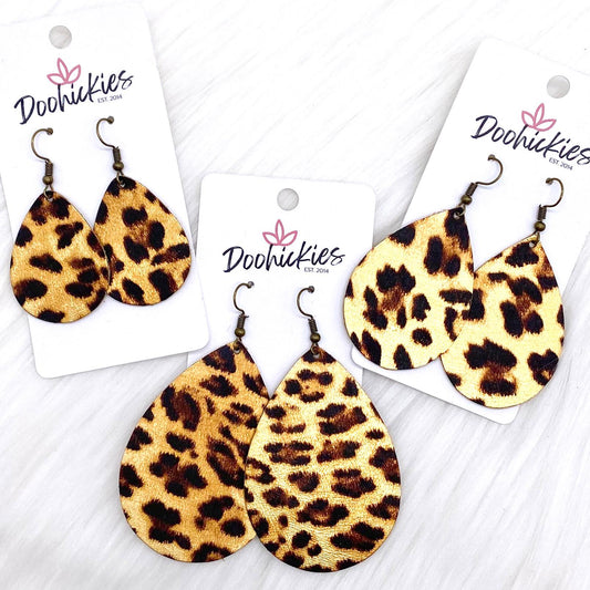 Metallic Leopard Teardrops -Earrings by Doohickies Wholesale