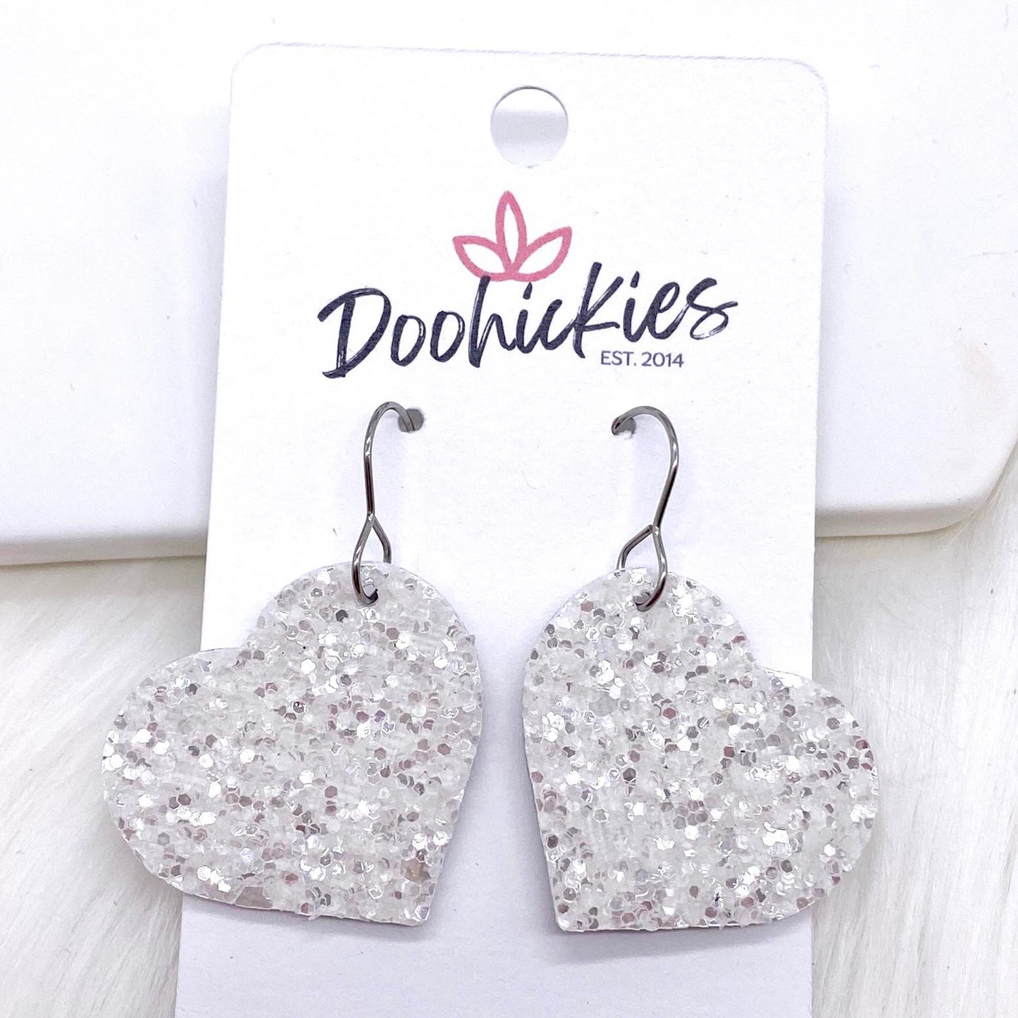 1.25" Valentine Glitter Cork Hearts -Earrings by Doohickies Wholesale