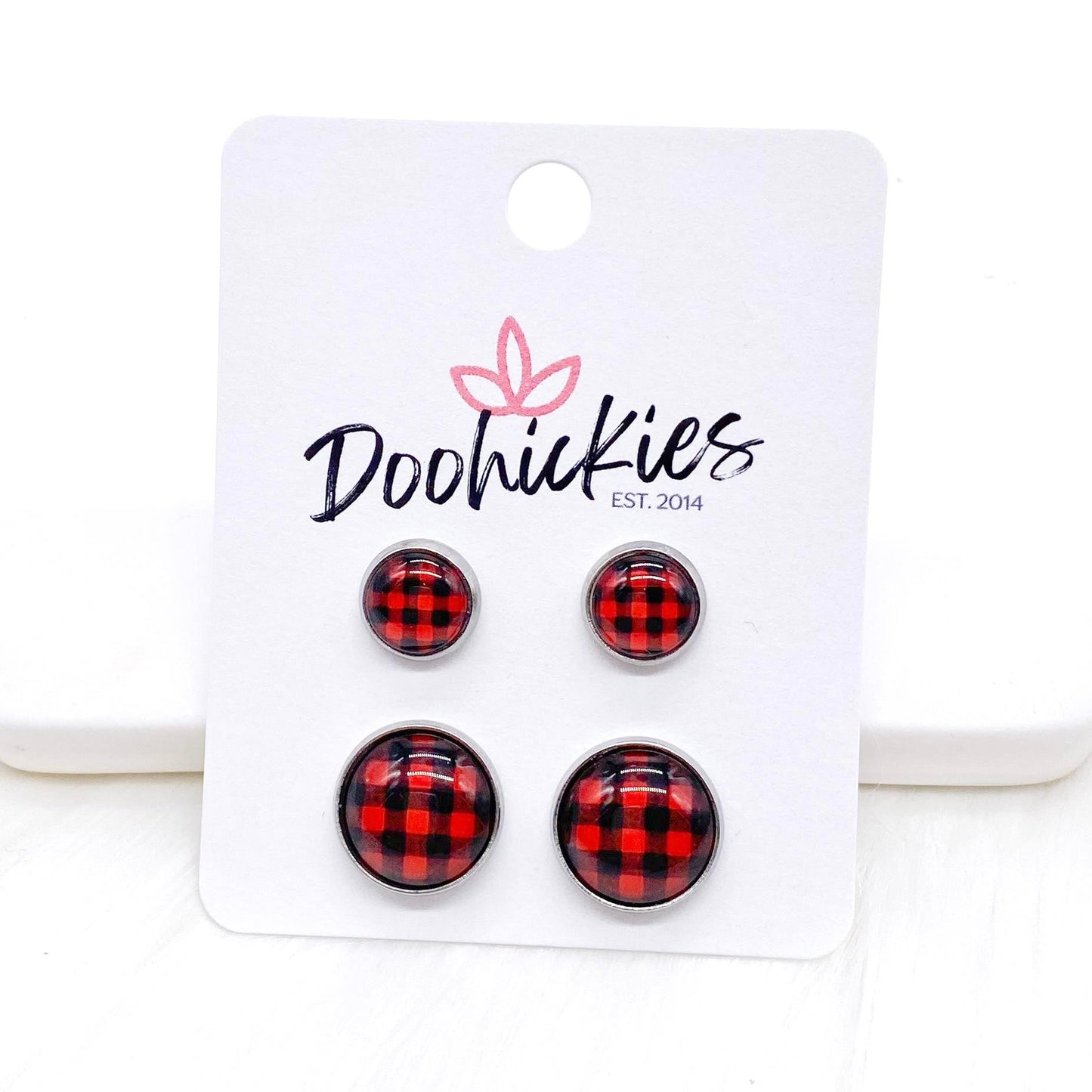 Valentine Buffalo Plaid Mommy & Me Sets -Earrings by Doohickies Wholesale