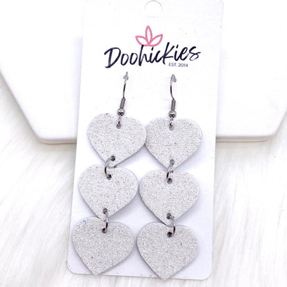 2.5" Glitter Valentine Heart Drops -Earrings by Doohickies Wholesale