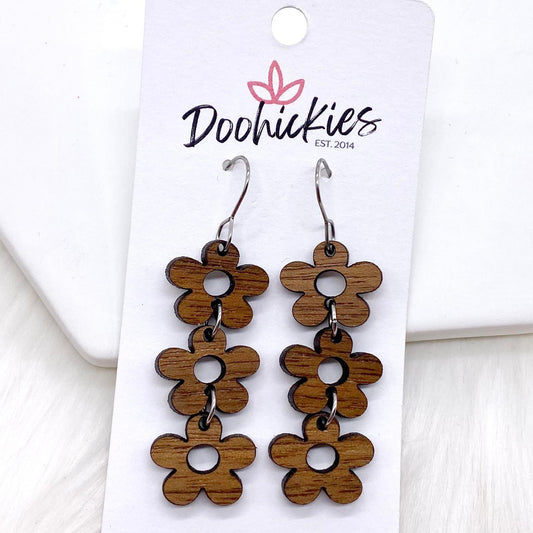 2" Lil' Wooden Daisy Drops -Earrings by Doohickies Wholesale