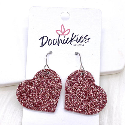 1.25" Valentine Glitter Cork Hearts -Earrings by Doohickies Wholesale