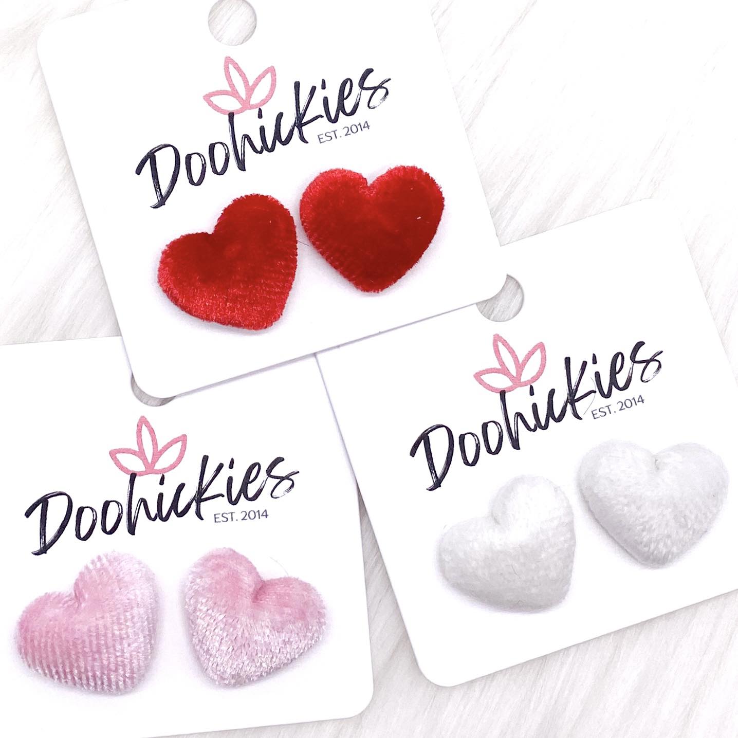 14mm Velvet Valentine Hearts -Earrings by Doohickies Wholesale