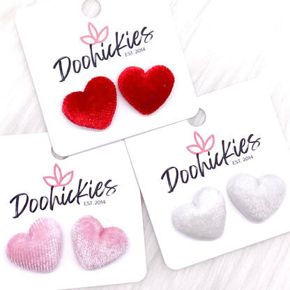 14mm Velvet Valentine Hearts -Earrings by Doohickies Wholesale