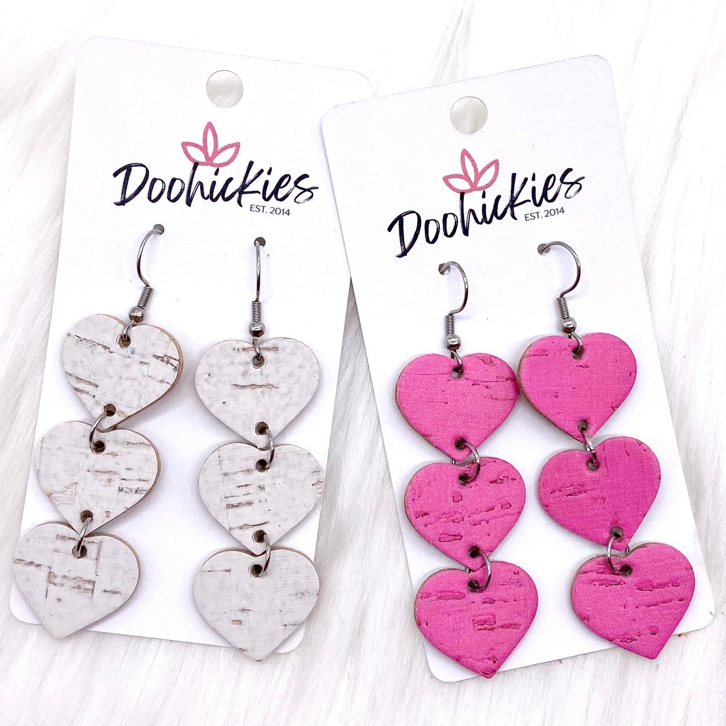 2.5" Valentine Heart Drop Corkies -Earrings by Doohickies Wholesale