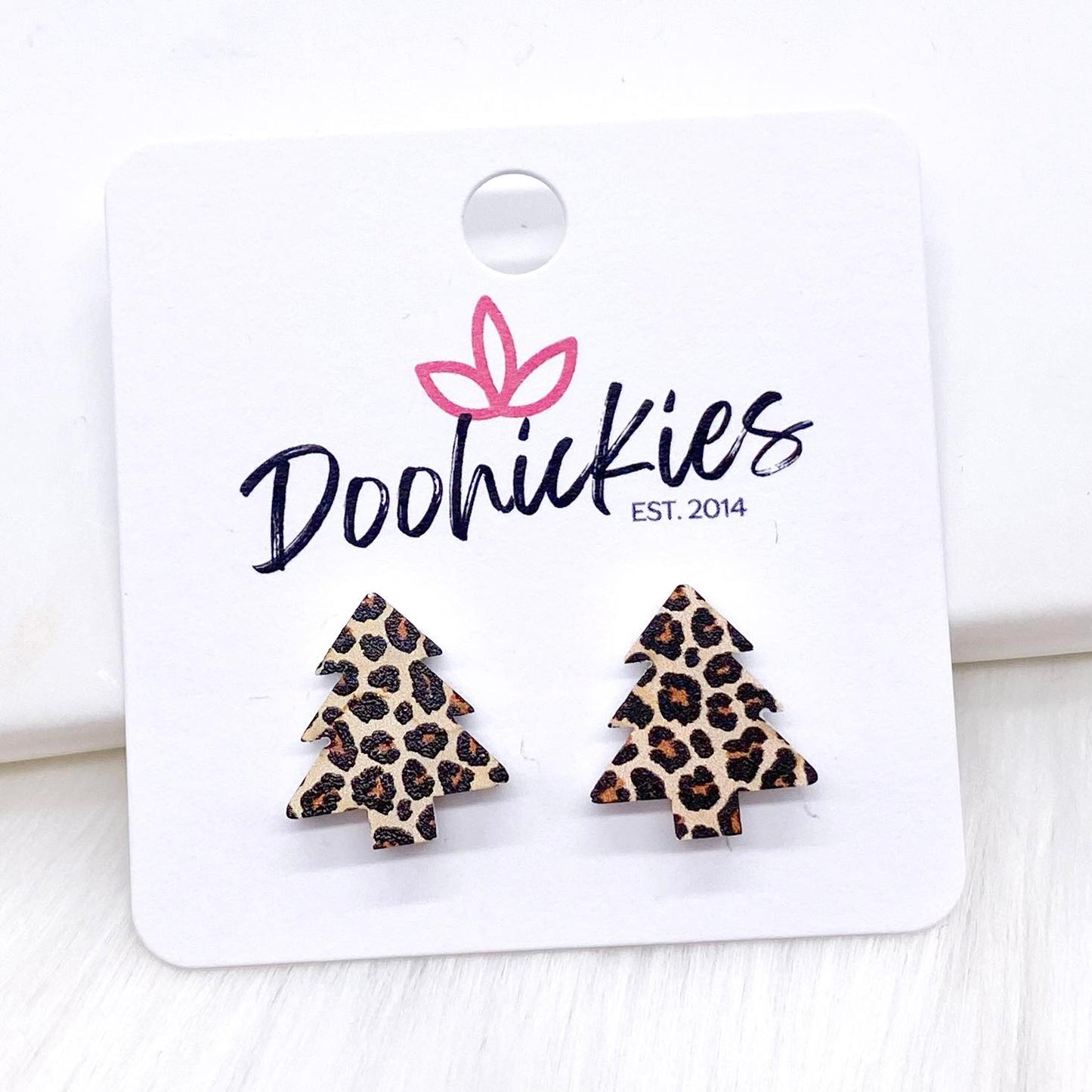 15mm Leopard Christmas Tree Studs -Earrings by Doohickies Wholesale