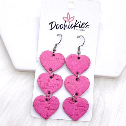 2.5" Valentine Heart Drop Corkies -Earrings by Doohickies Wholesale