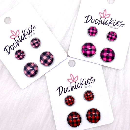 Valentine Buffalo Plaid Mommy & Me Sets -Earrings by Doohickies Wholesale