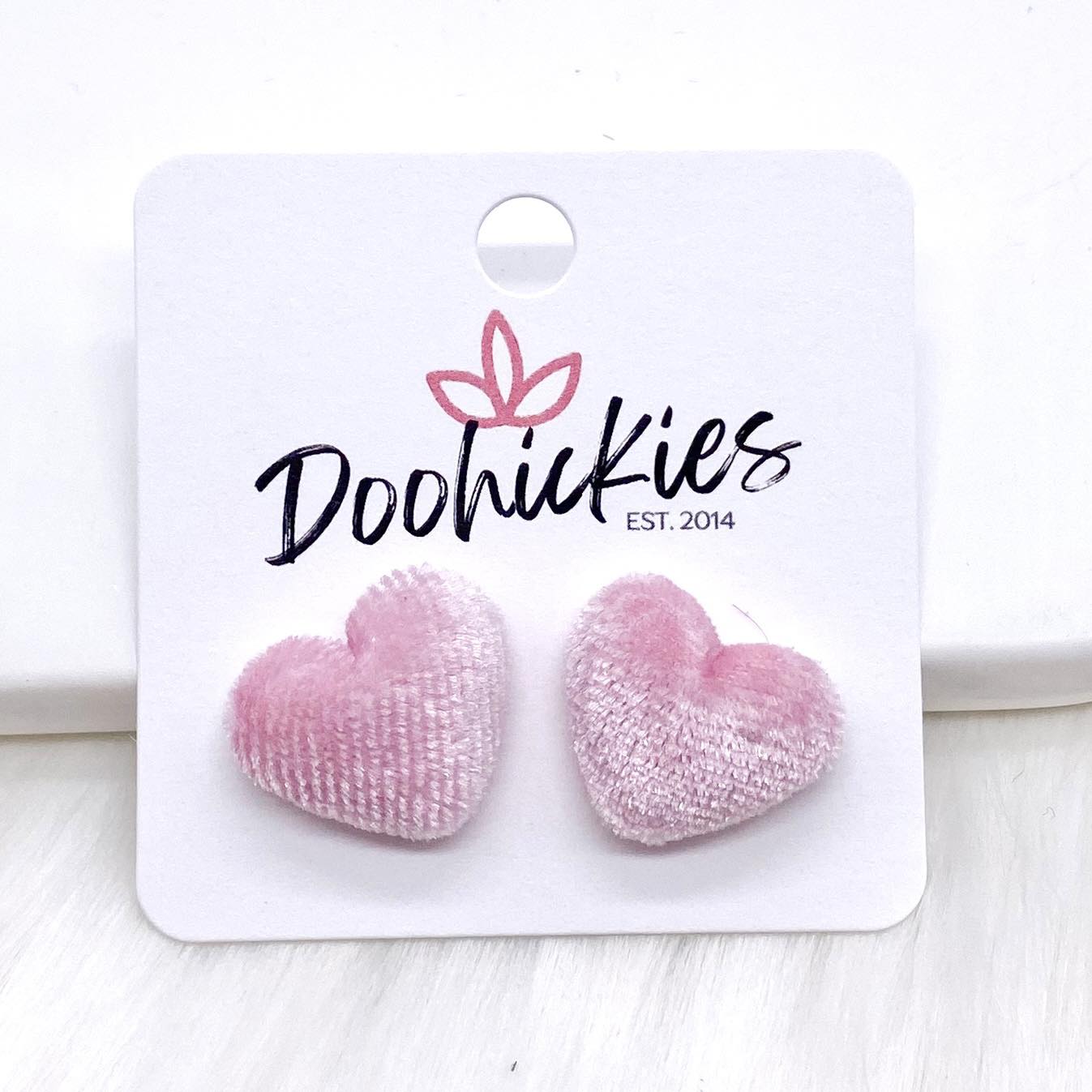 14mm Velvet Valentine Hearts -Earrings by Doohickies Wholesale