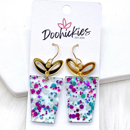 Teal Confetti Presents -Birthday Earrings by Doohickies Wholesale