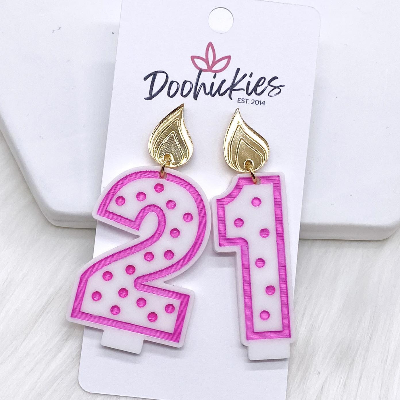 2" Traditional Candle Acrylics -Birthday Earrings by Doohickies Wholesale