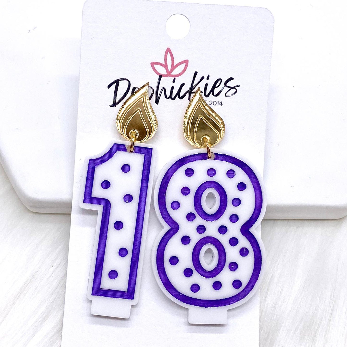 2" Traditional Candle Acrylics -Birthday Earrings by Doohickies Wholesale