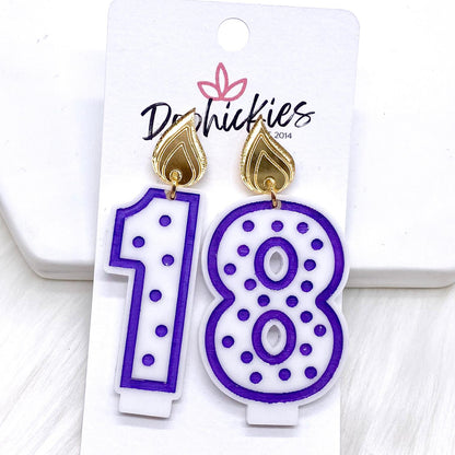 2" Traditional Candle Acrylics -Birthday Earrings by Doohickies Wholesale