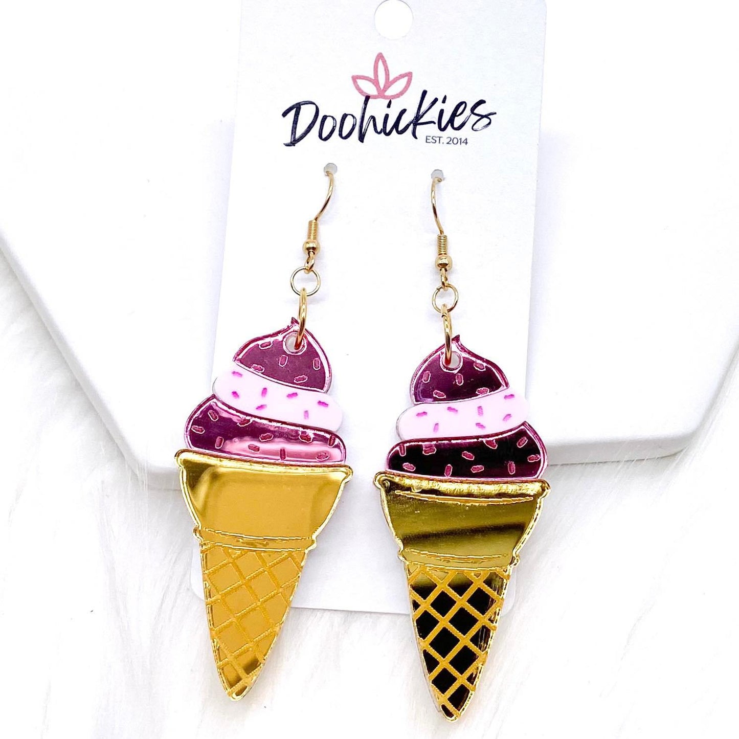 2.75" Ice Cream Cone Acrylics -Summer Earrings by Doohickies Wholesale