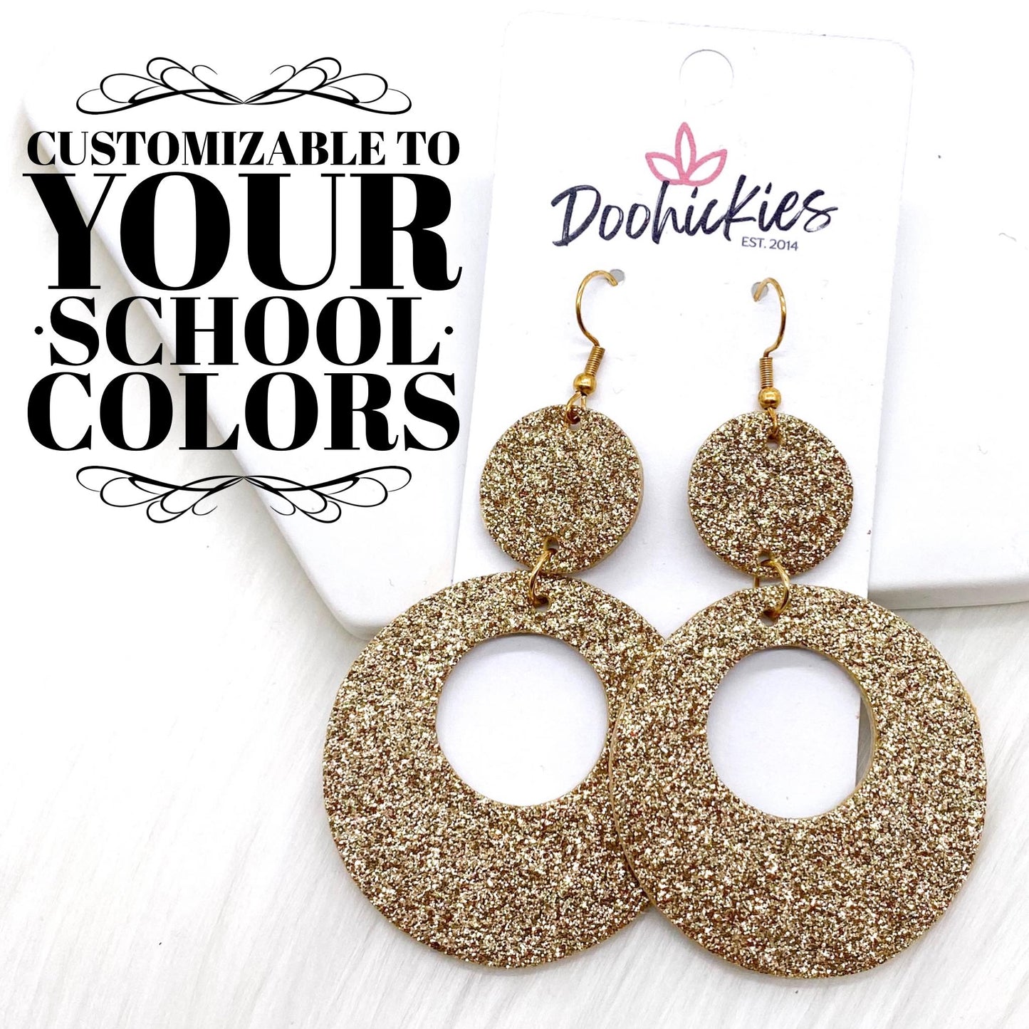 2.5" Spirit Glitter Double O Corkies -Earrings by Doohickies Wholesale