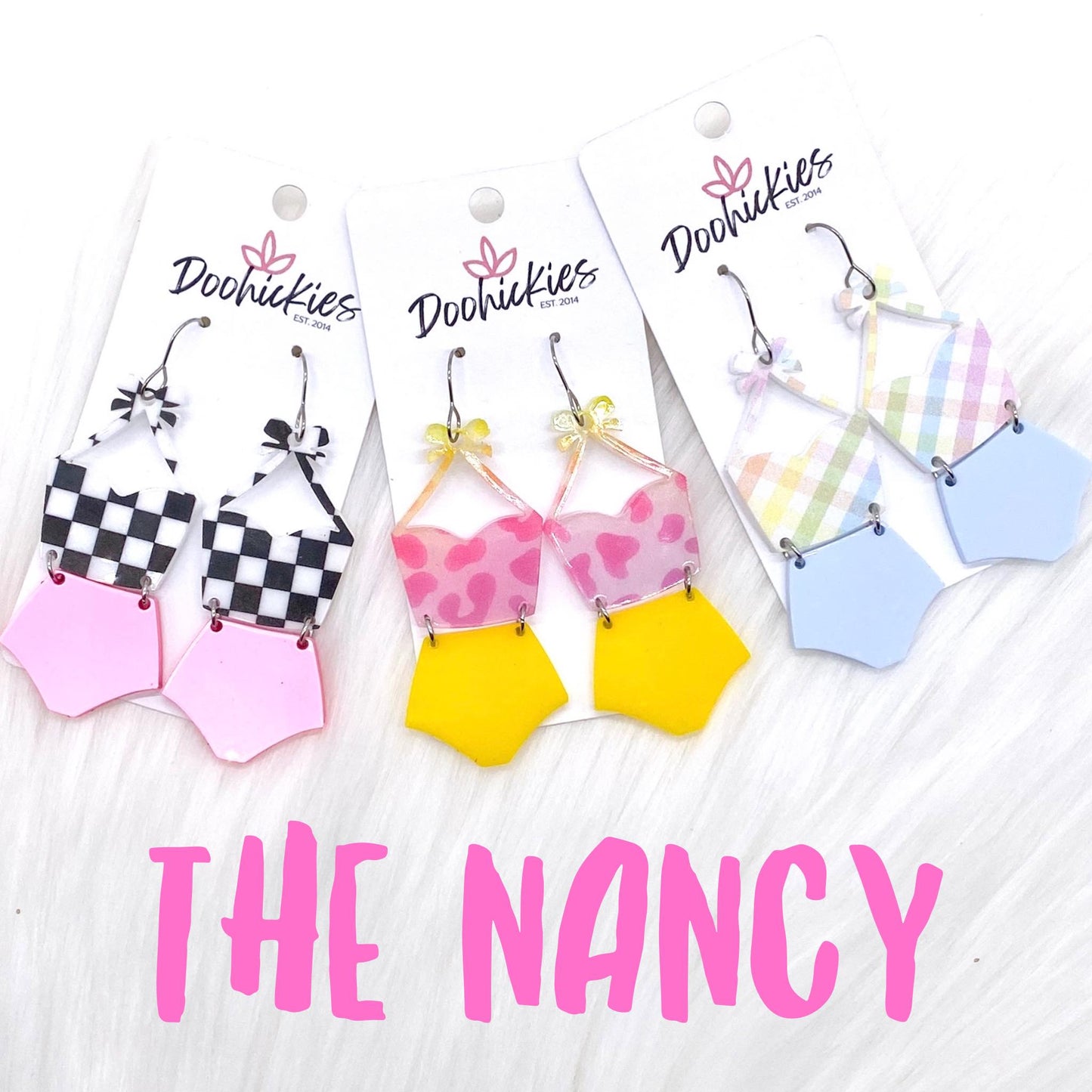 2.5" The Nancy Tankini Acrylics -Summer Earrings by Doohickies Wholesale