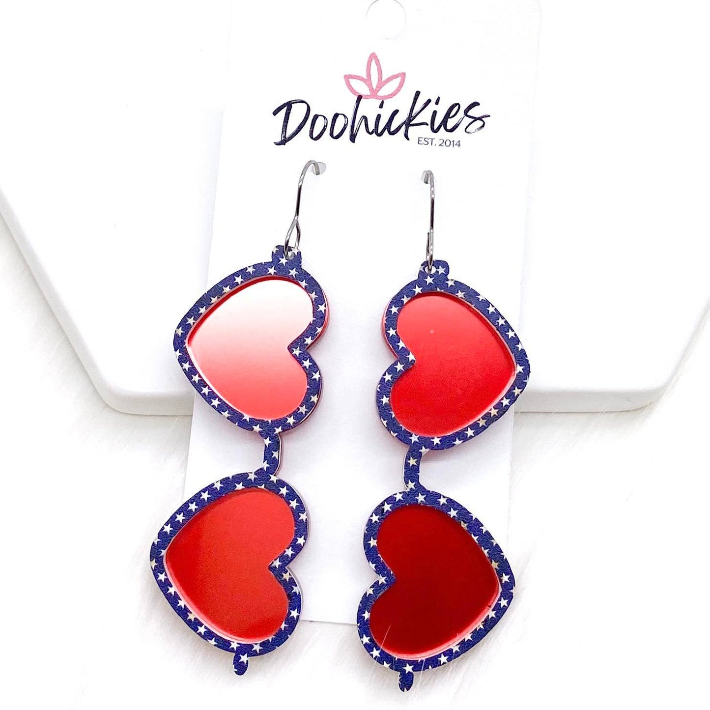 The Americana Mini Acrylic Collection - Patriotic Earrings by Doohickies Wholesale