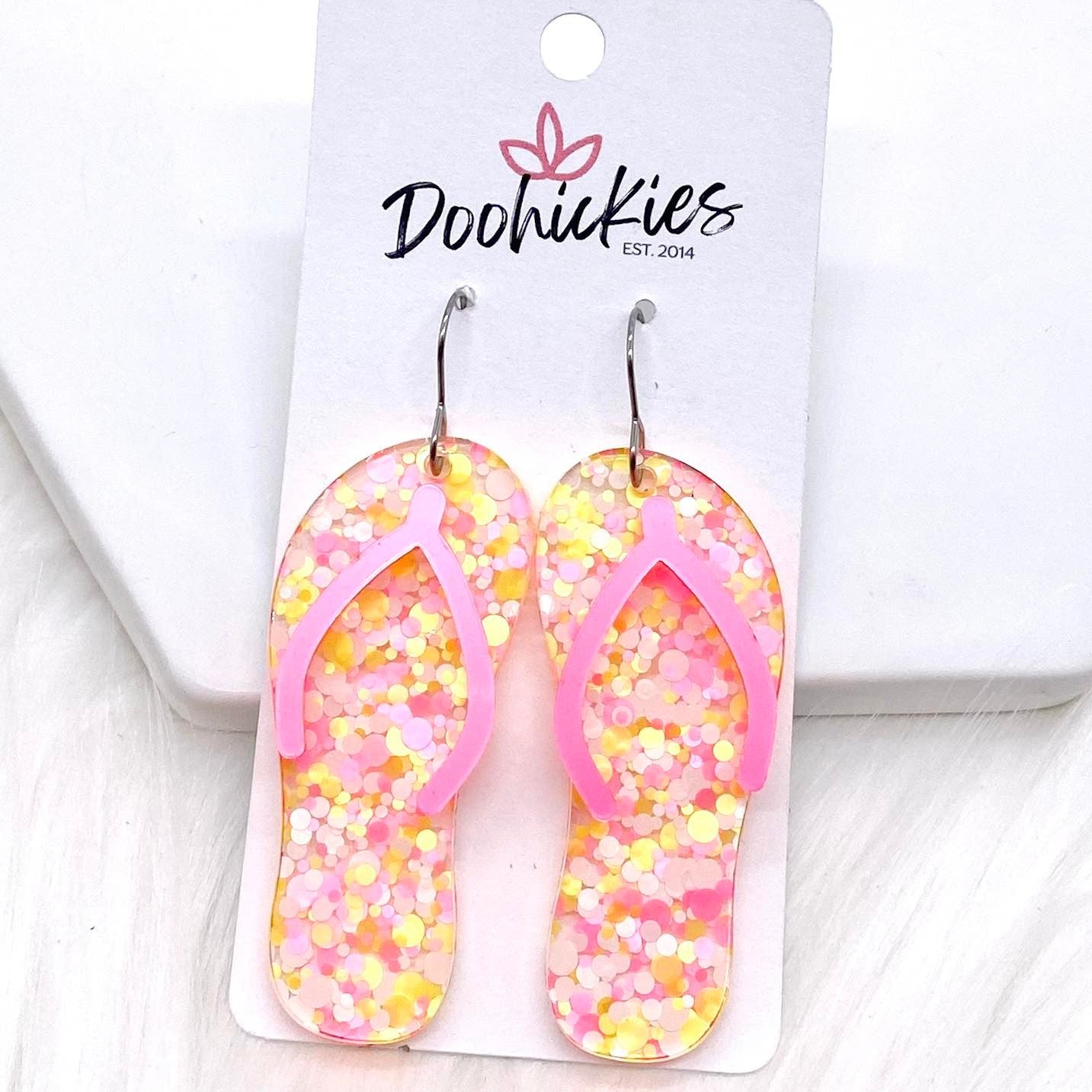 2.25" Flip Flop Acrylics -Summer Earrings by Doohickies Wholesale