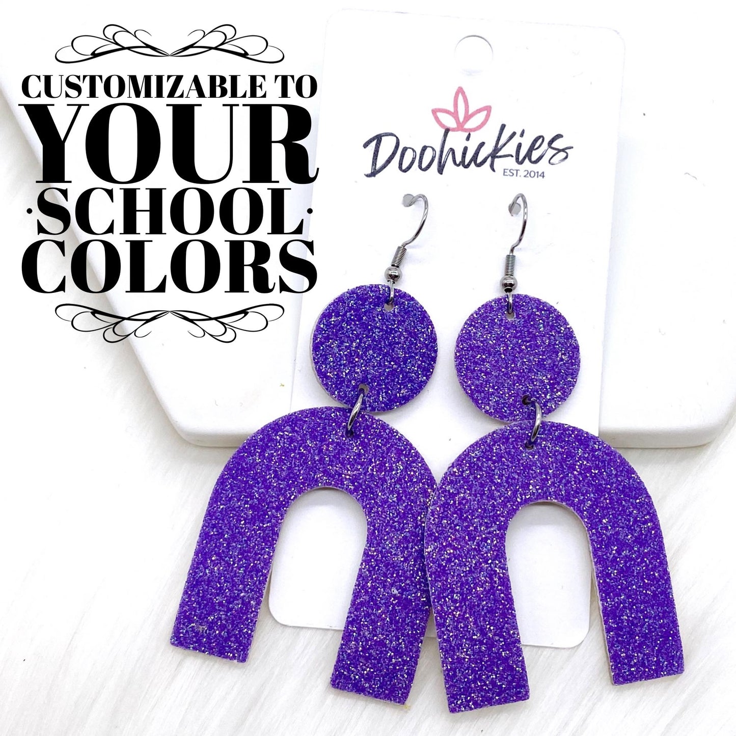 2.5" Spirit Glitter Rainbow Corkies -Earrings by Doohickies Wholesale