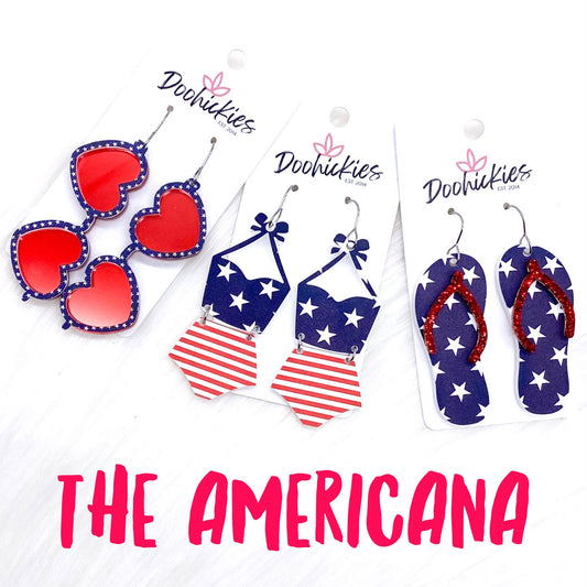 The Americana Mini Acrylic Collection - Patriotic Earrings by Doohickies Wholesale