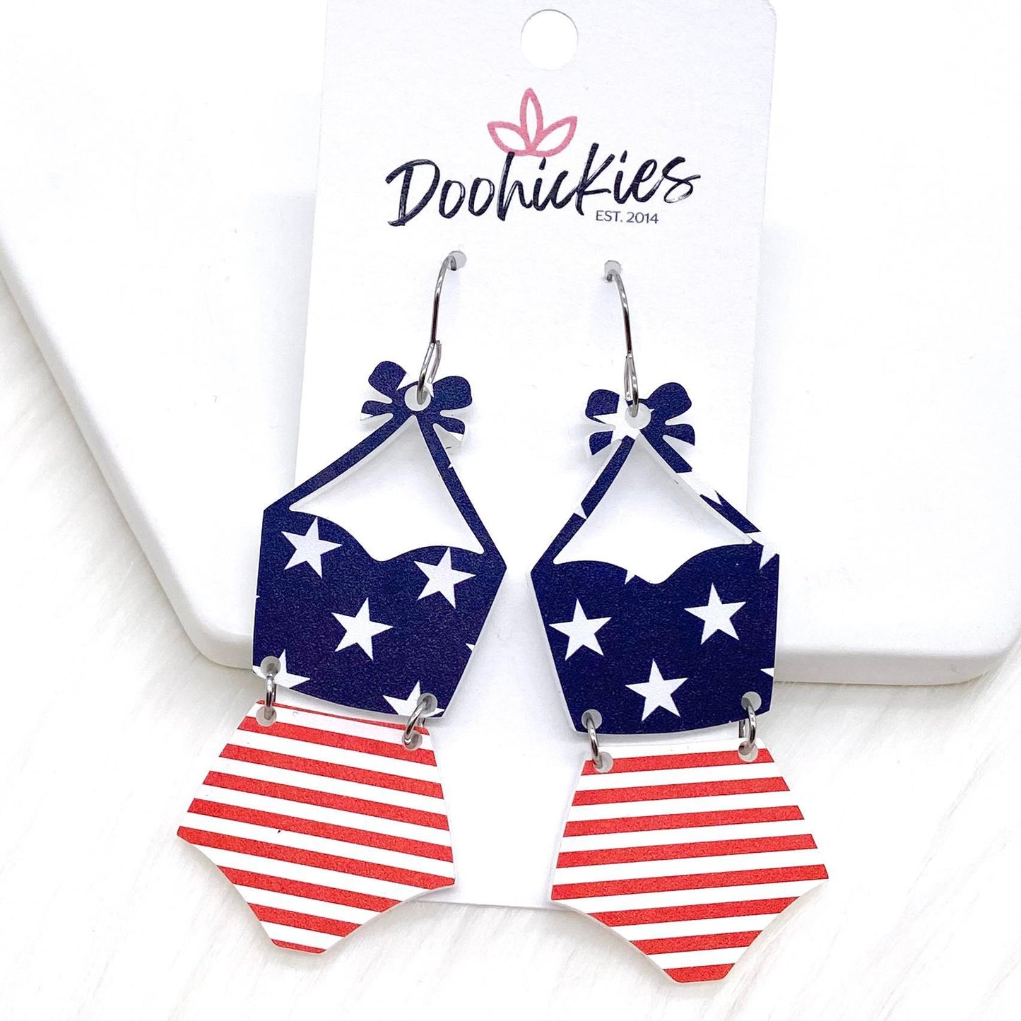 The Americana Mini Acrylic Collection - Patriotic Earrings by Doohickies Wholesale