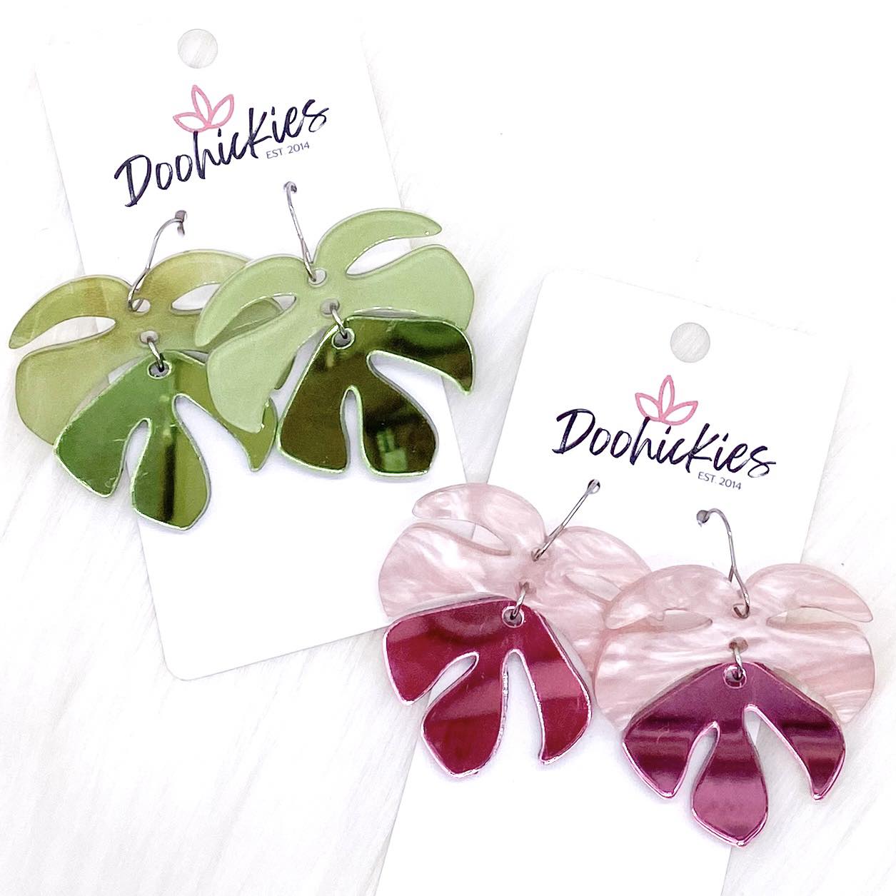 1.5" Palm Leaf Acrylics -Summer Earrings by Doohickies Wholesale