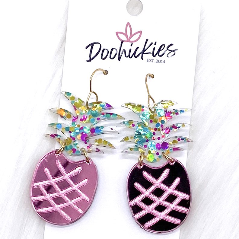 2" Pineapple Acrylics -Summer Earrings by Doohickies Wholesale