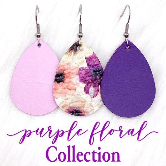 1.5" Pretty Purple Floral Mini Collection -Earrings by Doohickies Wholesale