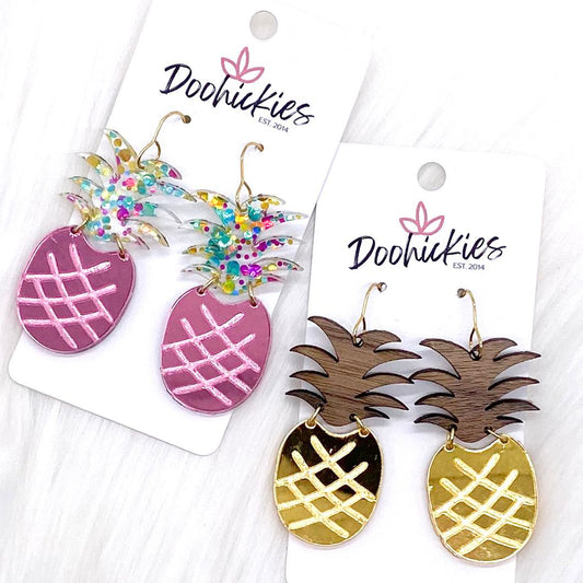 2" Pineapple Acrylics -Summer Earrings by Doohickies Wholesale