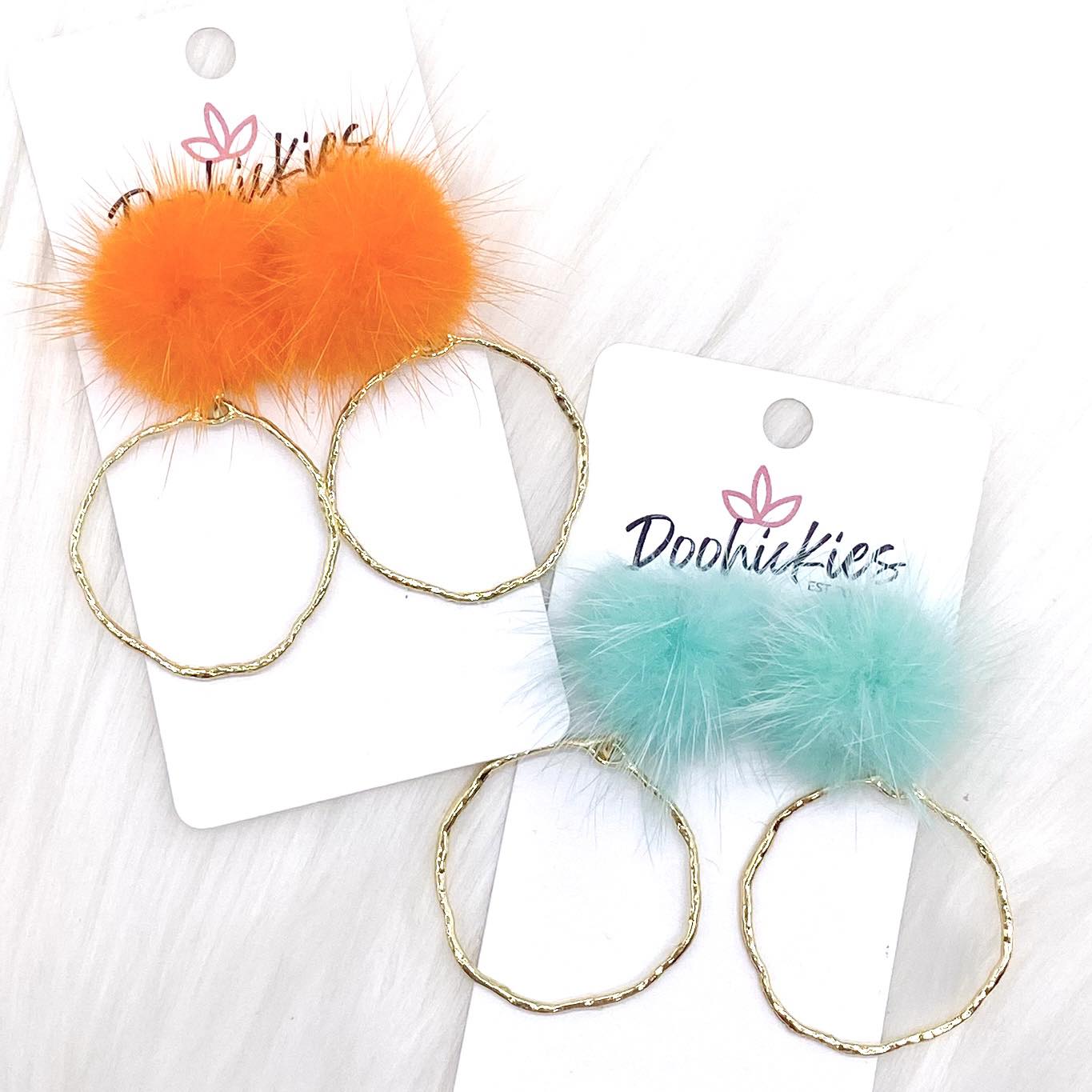 2" Puff & Round Hoopies- Summer Earrings by Doohickies Wholesale