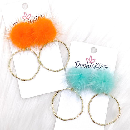 2" Puff & Round Hoopies- Summer Earrings by Doohickies Wholesale