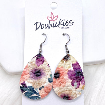 1.5" Pretty Purple Floral Mini Collection -Earrings by Doohickies Wholesale