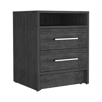 Nightstand Cartiz, Two Drawers, Smokey Oak Finish