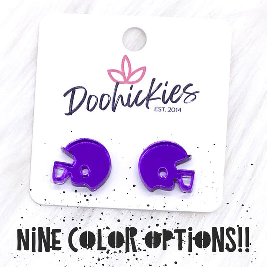 15mm Shiny Acrylic Helmets -Sports Earrings by Doohickies Wholesale