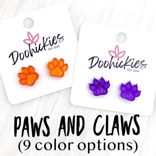 13mm Shiny Acrylic Paws & Claws -Sports Earrings by Doohickies Wholesale