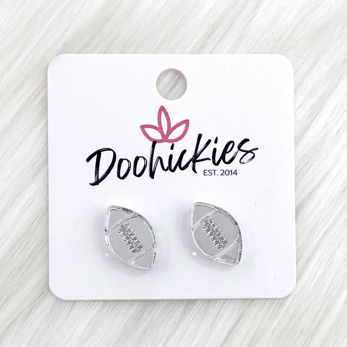 12mm Shiny Acrylic Footballs -Sports Earrings by Doohickies Wholesale