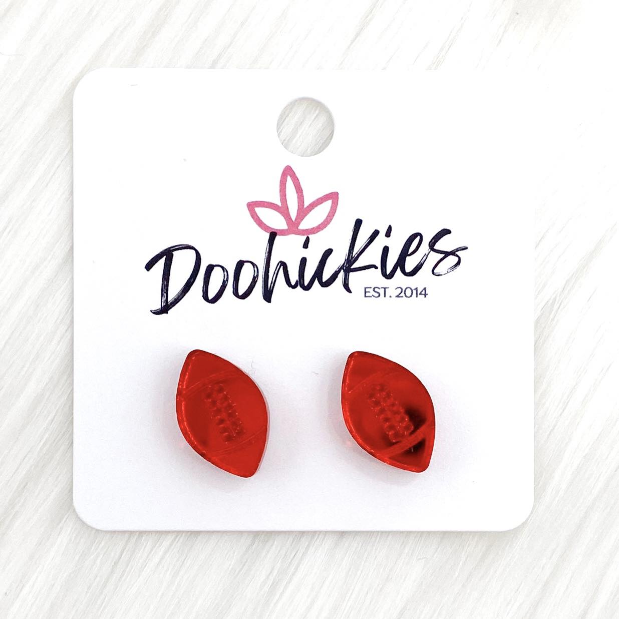 12mm Shiny Acrylic Footballs -Sports Earrings by Doohickies Wholesale