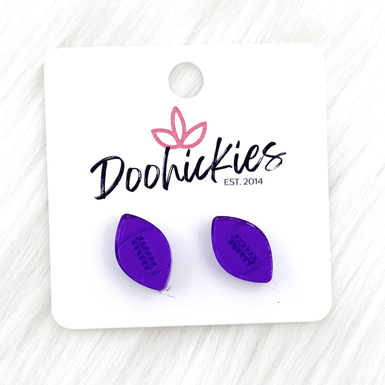 12mm Shiny Acrylic Footballs -Sports Earrings by Doohickies Wholesale