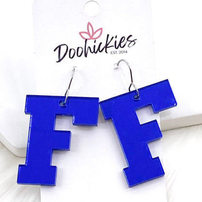 1.5" Shiny Varsity Letters (Leave note w/Letters) -Spirit Earrings by Doohickies Wholesale