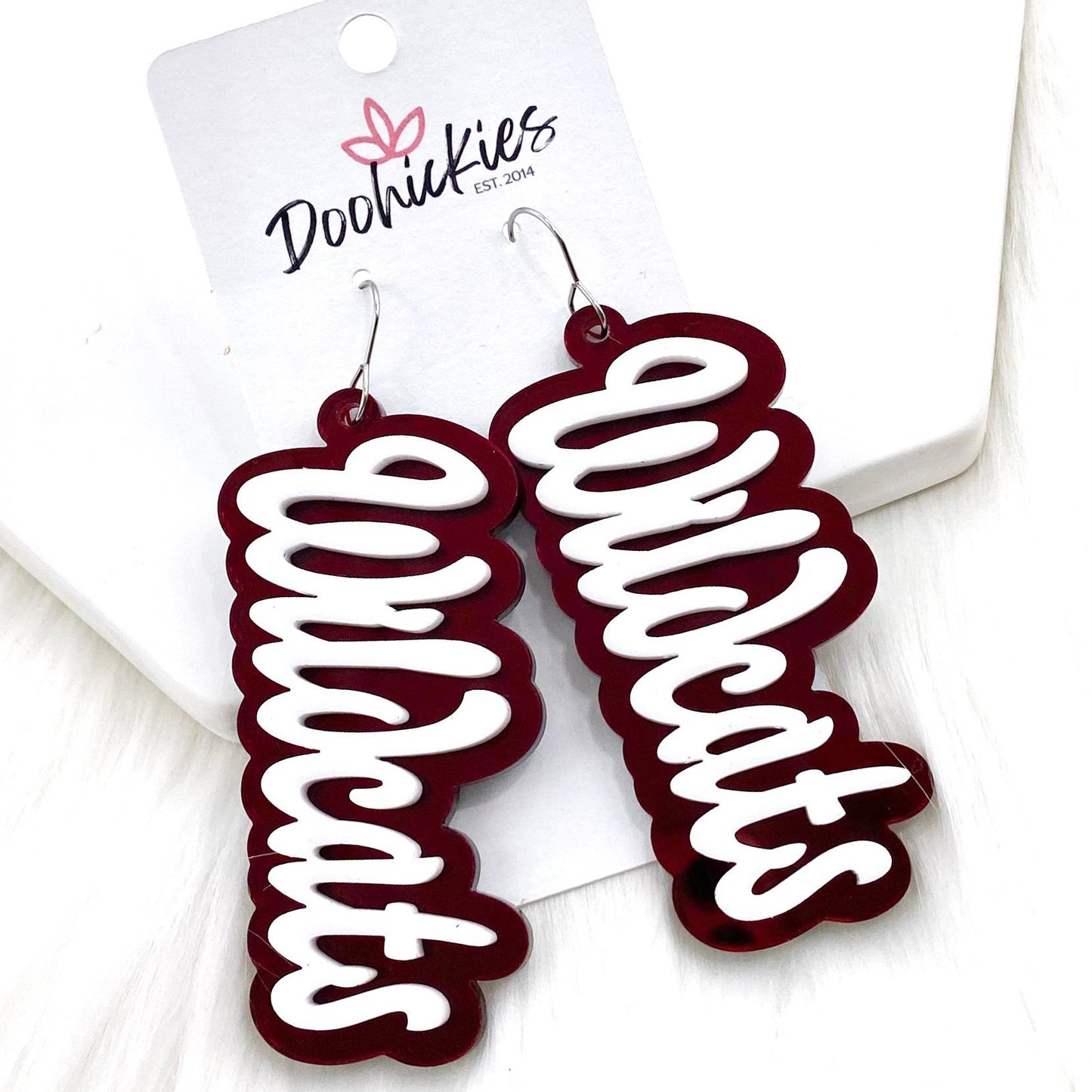 2.75" Custom Layered Mascot Acrylics (Comment w/Mascots) - Spirit Earrings by Doohickies Wholesale