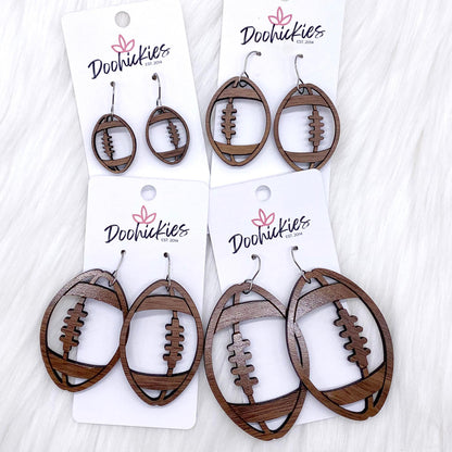 Wood Cutout Football Collection-Sports Earrings by Doohickies Wholesale