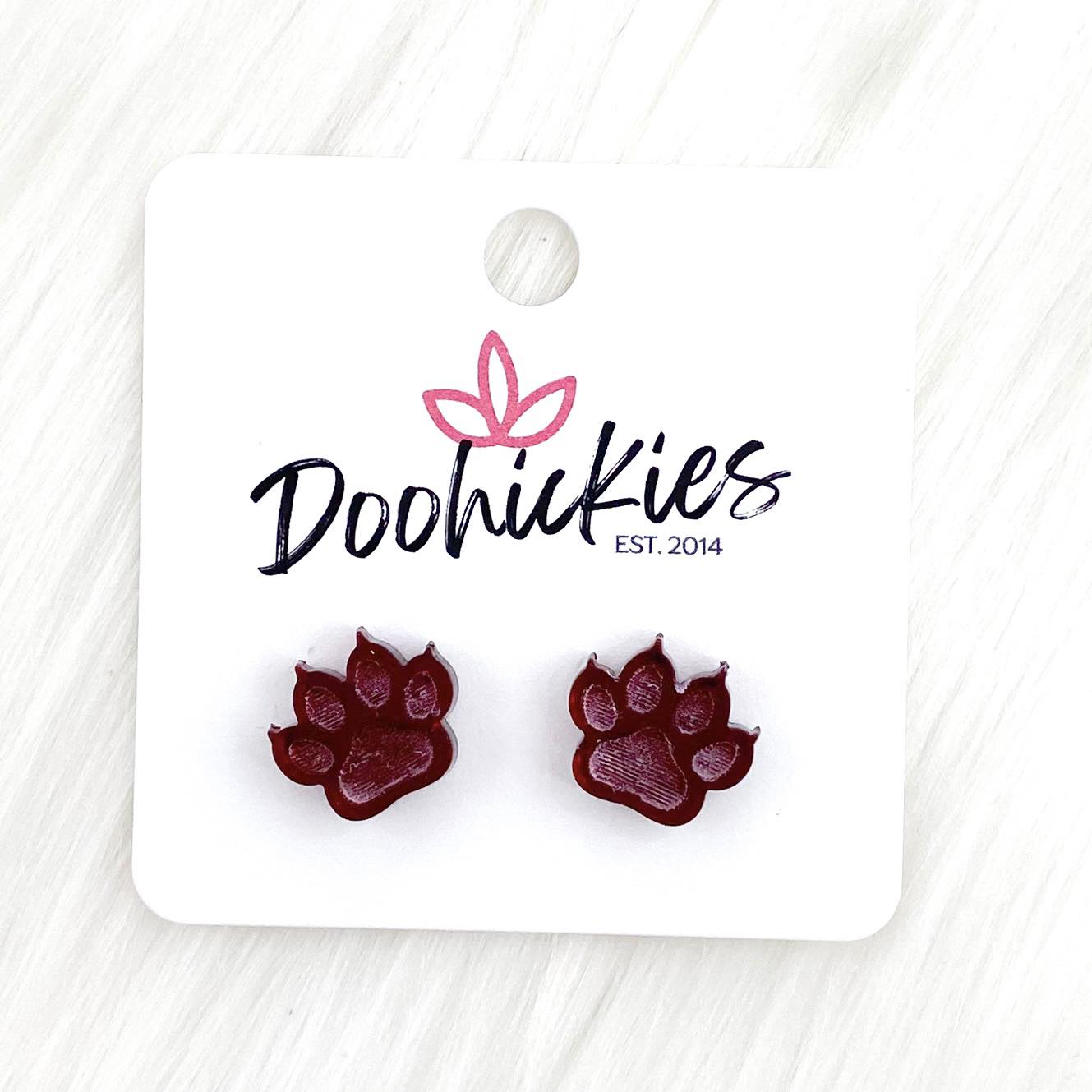 13mm Shiny Acrylic Paws & Claws -Sports Earrings by Doohickies Wholesale